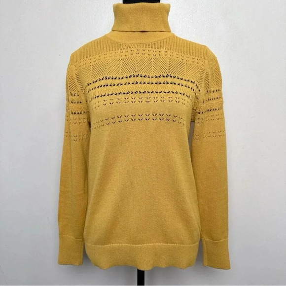 Banana Republic Womens Small  Pointelle Micro-Knit Turtleneck Sweater - Picture 2 of 16